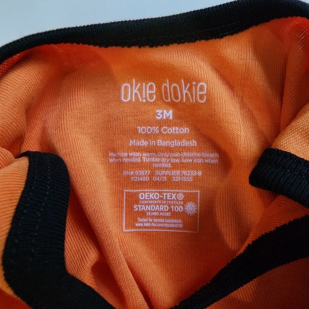 Okie Dokie My first Halloween orange and black footed sleeper Size 3 months NWT